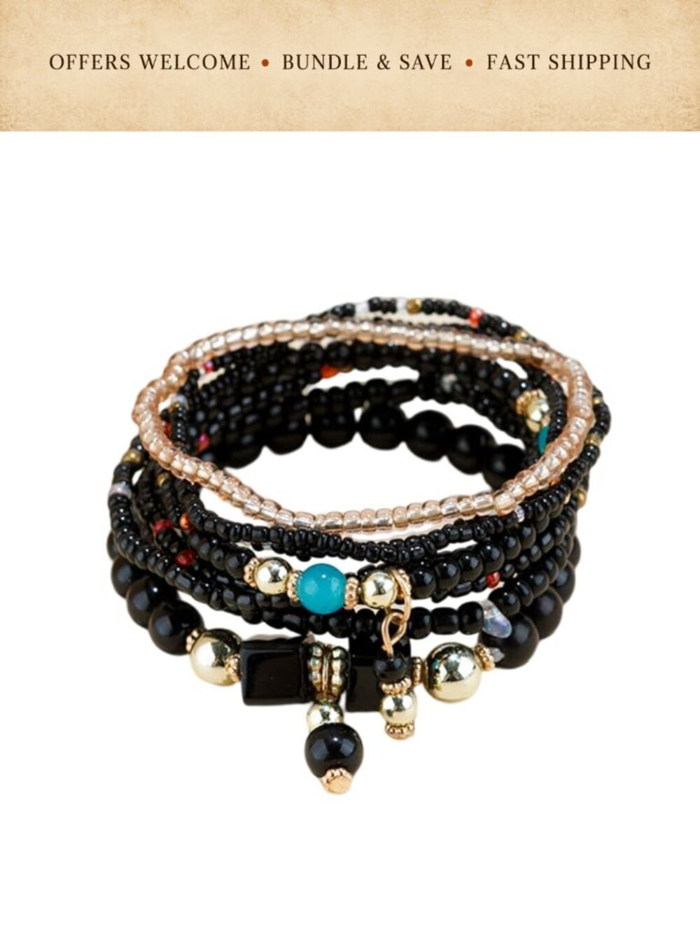 SBI Jewelry Women's Layered Beaded Charm Wrap Bracelet Gift